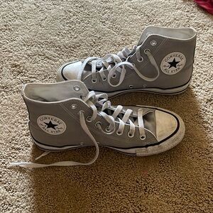 Light grey converse all star high tops